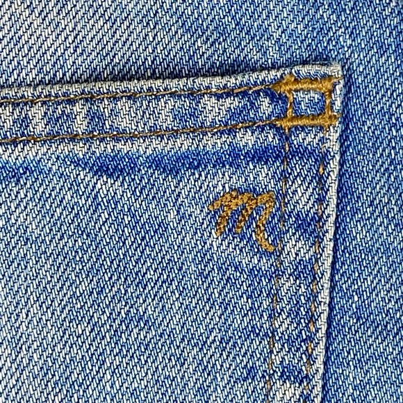 Madewell Denim Jean Mini Skirt Distressed Raw Hem 100% Cotton Blue Womens Sz 28 - Picture 3 of 6